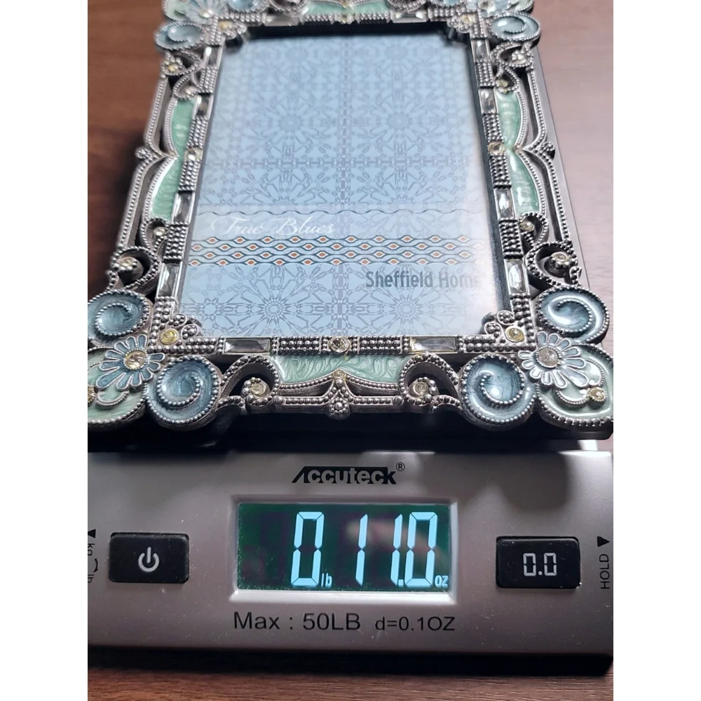 Sheffield Home Decorative Frame - Silver Green Blue with Crystal Accents